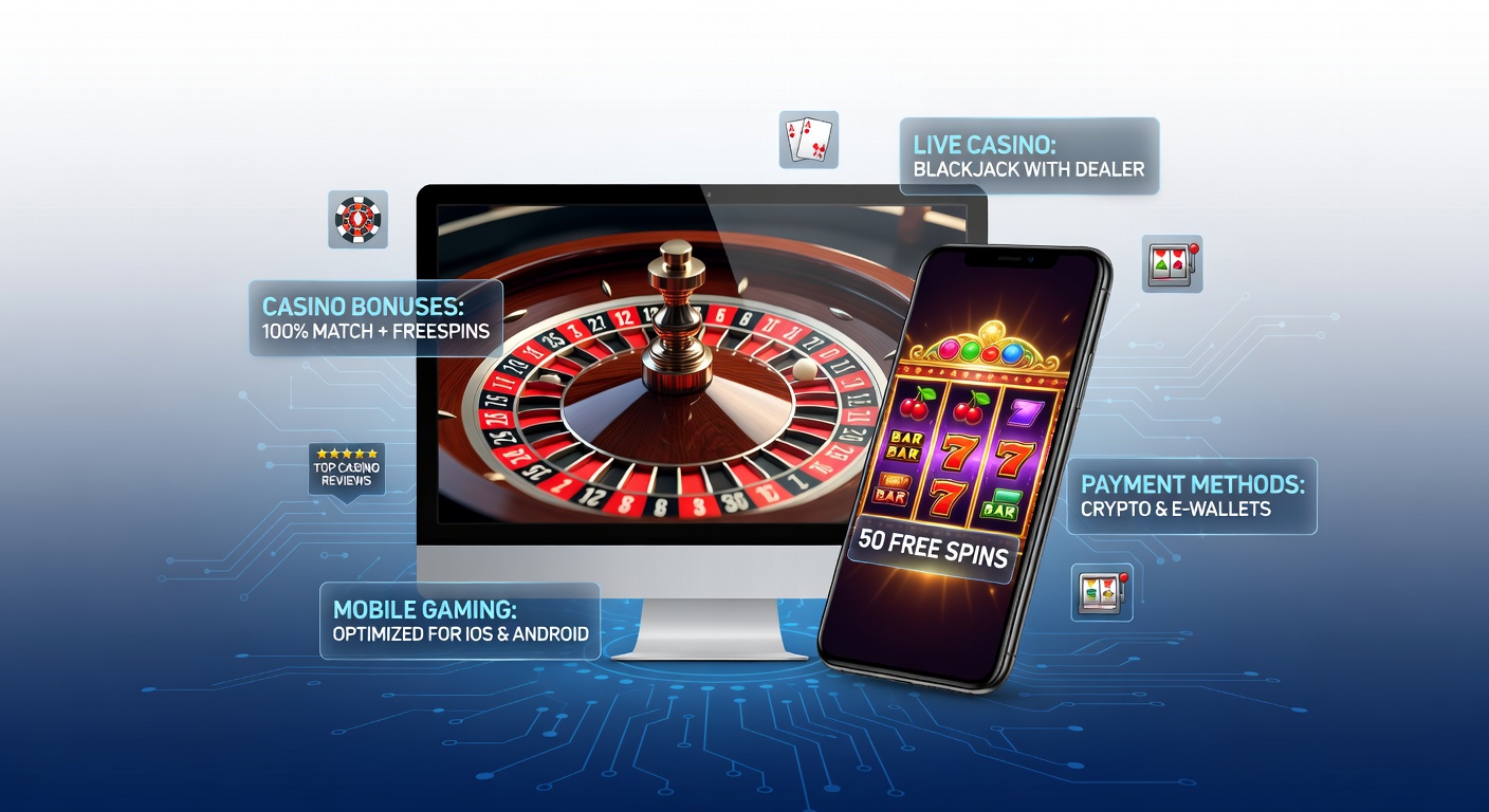 Vibrant digital casino interface showing slot reels spinning alongside live dealer roulette wheel and blackjack table on a mobile screen, with payment icons overlayed
