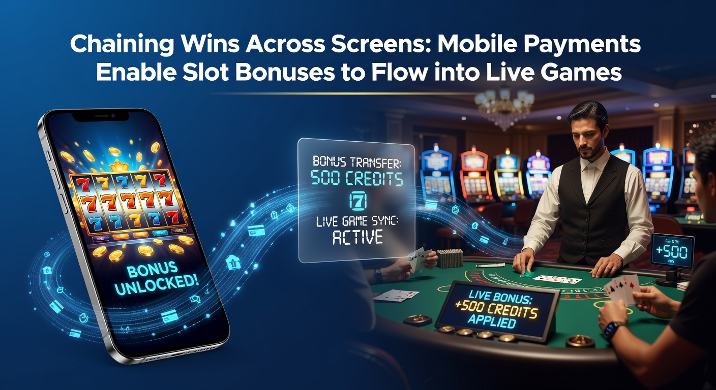 Live dealer blackjack table on mobile device with overlaid slot bonus notification and instant transfer button
