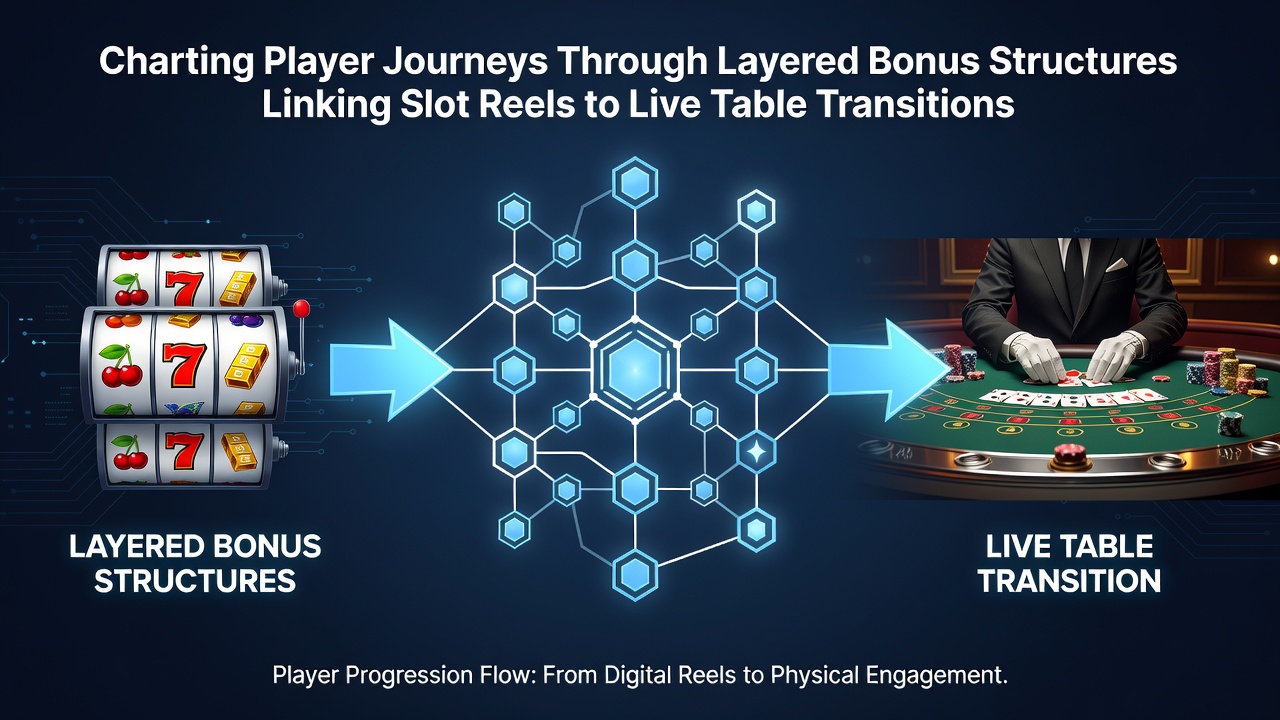 Mobile screen displaying layered bonus progress from slots to live blackjack with digital wallet balance