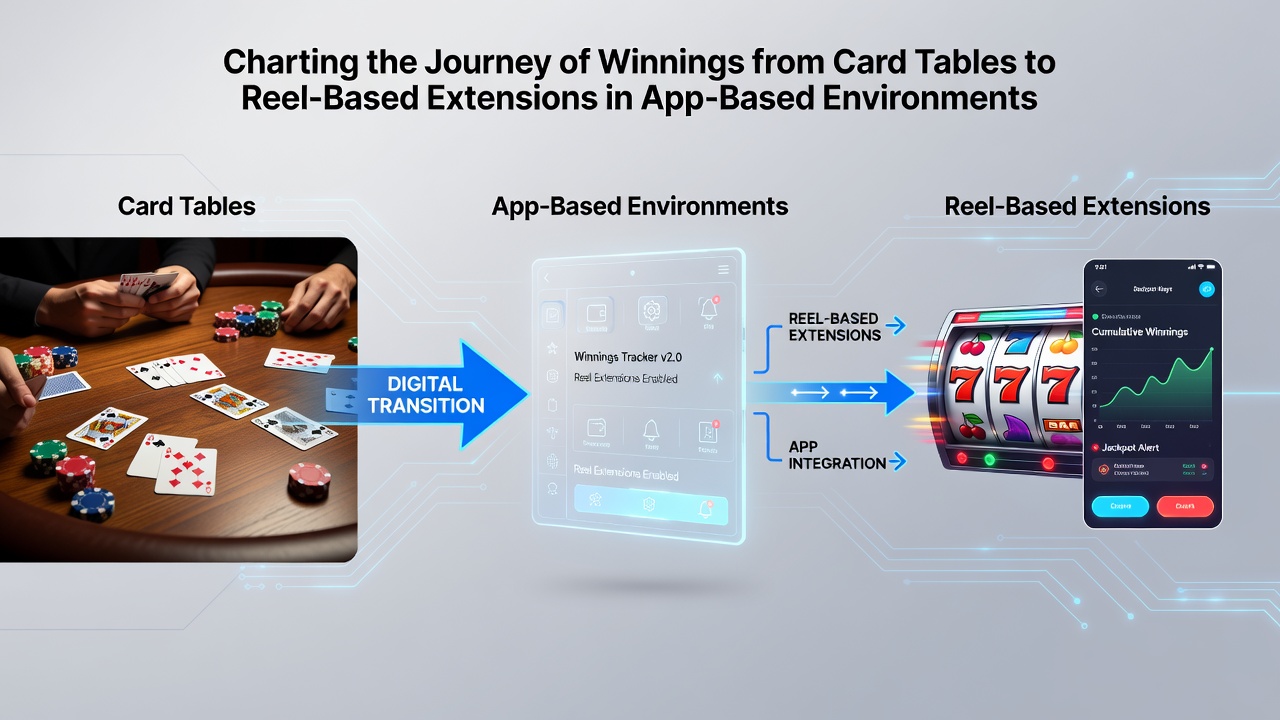 Mobile app screen displaying slot reels funded by previous table game winnings with instant transfer indicators