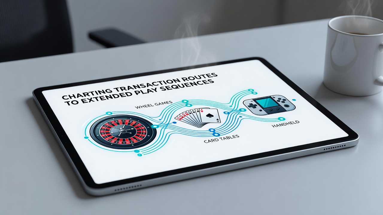 Flowchart depicting sequential steps in mobile card game and wheel game transactions including authorization, ledger updates, and balance synchronization