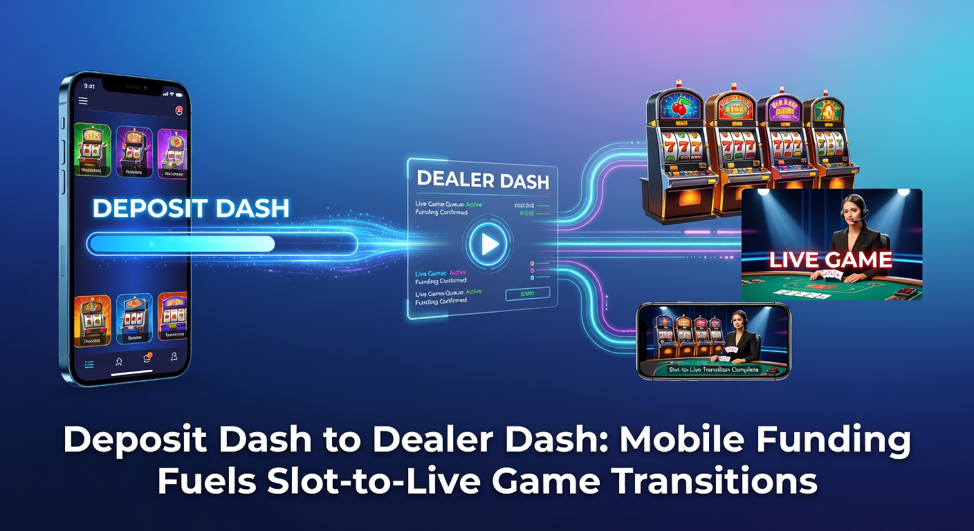 Smartphone displaying a mobile casino app with quick deposit options transitioning to a live dealer blackjack table