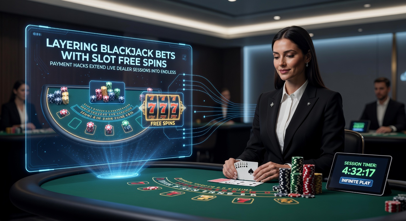 Illustration of payment streams connecting blackjack chips to slot symbols, with icons for e-wallets, crypto, and instant transfers highlighting session extension tactics