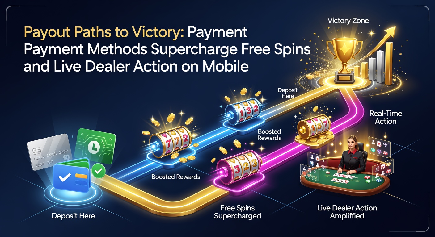 Mobile phone displaying vibrant casino app with free spins animation and live dealer roulette table, overlaid with payment icons like e-wallets and instant transfers