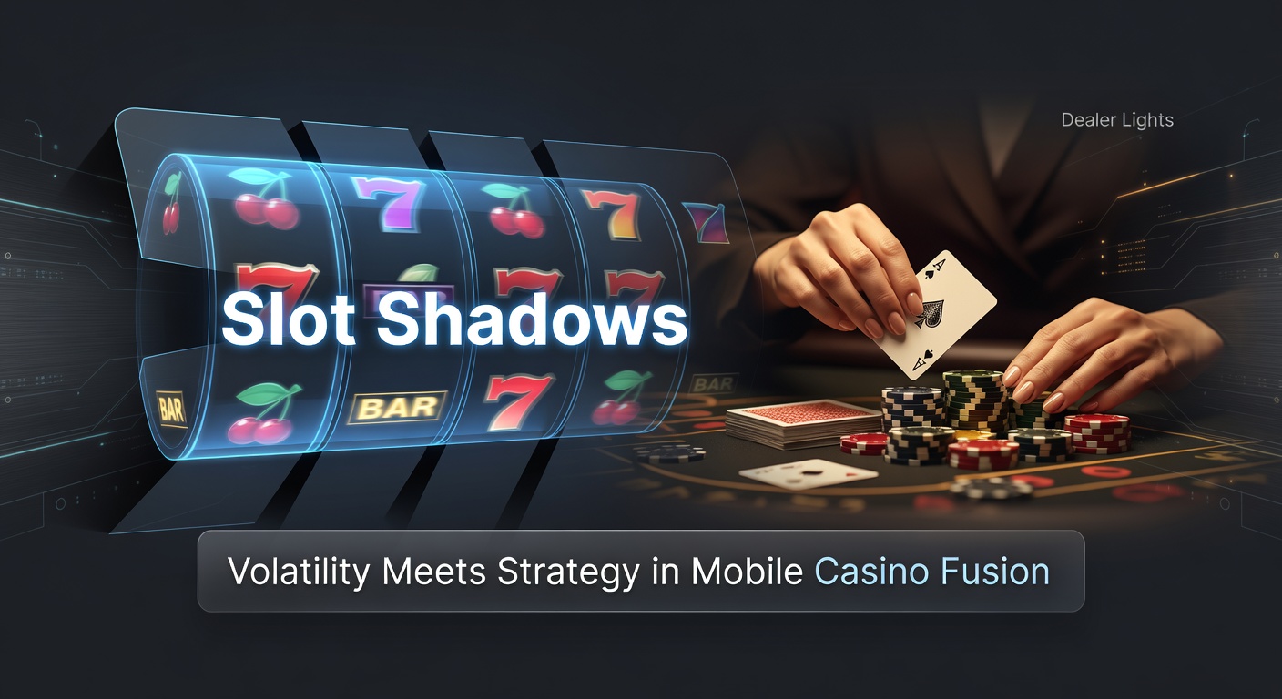 Dynamic mobile casino screen displaying high-volatility slot reels spinning alongside a live dealer blackjack table, capturing the fusion of chance and skill