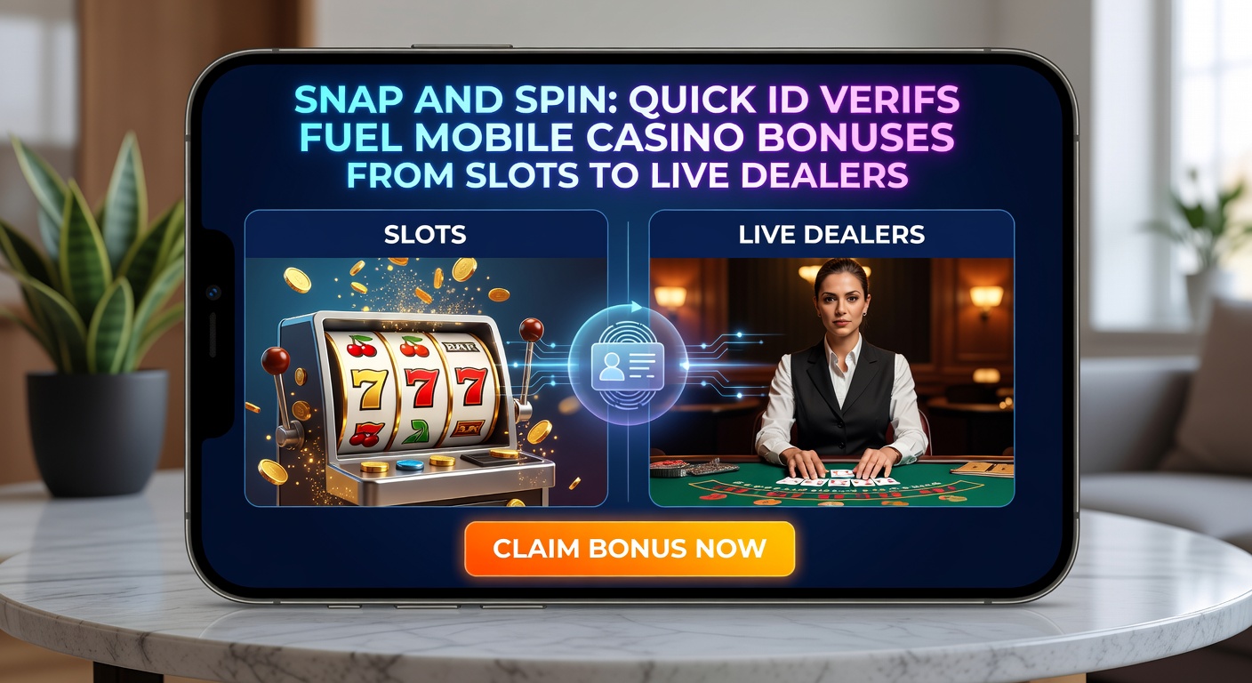 Smartphone displaying quick ID verification process activating casino bonuses on slots and live tables